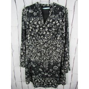 maurices Women Black Multicolor Floral V Neck Long Sleeve XS Dress